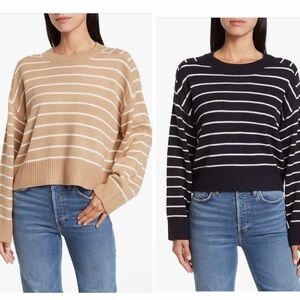 T Tahari Saddle Stripe Long Sleeve Sweater